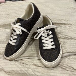 Calvin Klein Dark Brown and Tan Sneakers